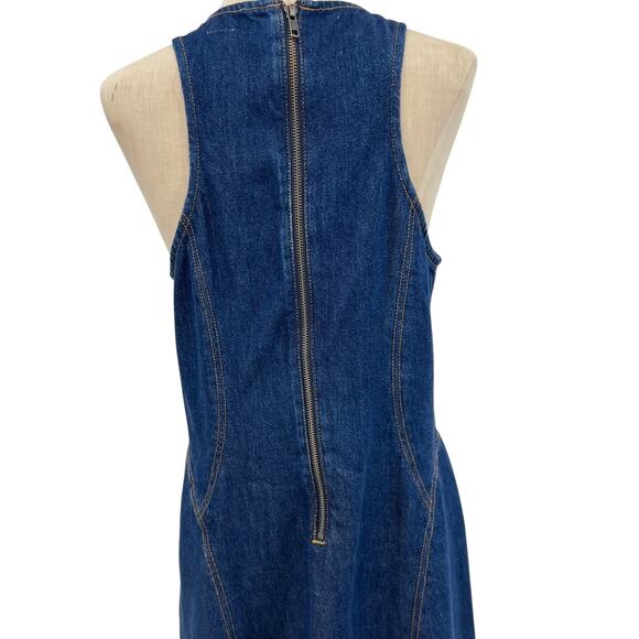 Re/Done Denim Split-Front Racerback Minidress Dress Blue Size Medium - Picture 9 of 14